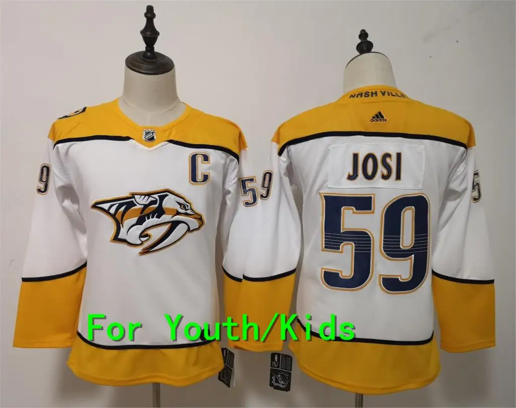 Молодежная вышивка прошитая Nashville#76 PK Subban 35 Pekka Rinne 9 Filip Forsberg 59 Roman Josi 92 Ryan Johansen детская футболка - Цвет: Синий