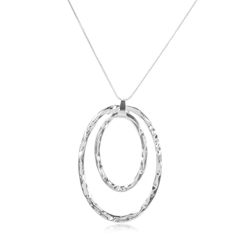 

Exaggerated long double circle pendant necklace fashion simple sweater chain
