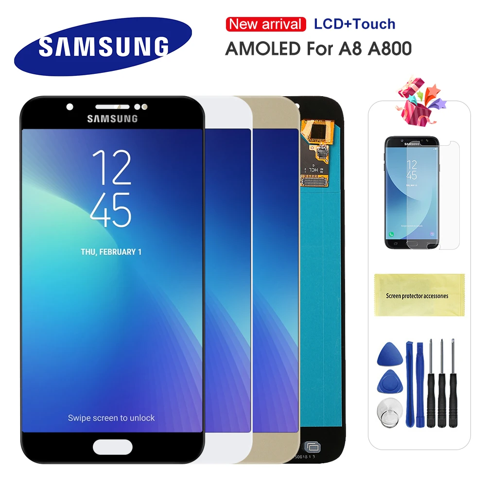 

Super AMOLED LCD For Samsung Galaxy A8 2015 A800 A8000 A800F LCD Display Touch Screen Digitizer Assembly Replacement For A8 LCD