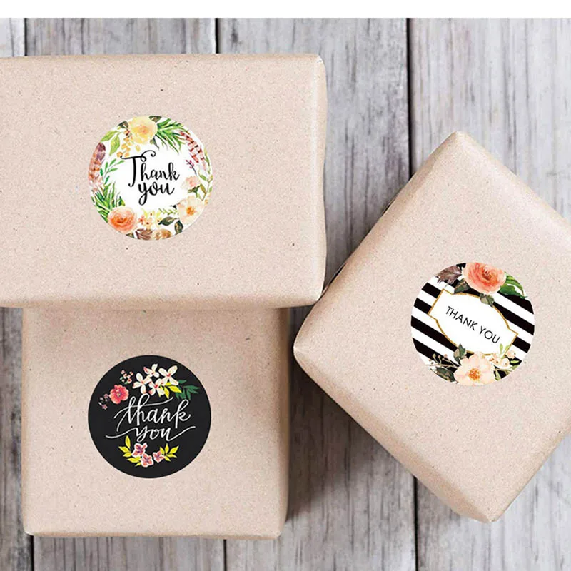 500pcs/roll Thank You Stickers Seal 1inch Paper Labels Decoration Stickers For Handmade Jewelry Wedding Gift Labels Stationery
