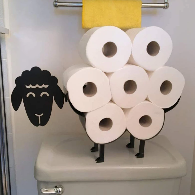 Cute Black Sheep Toilet Paper Roll Holder, Novelty Free Standing Or