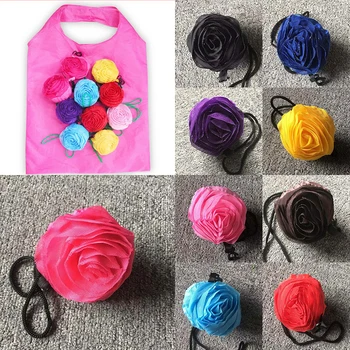 

Eco Storage Shopping Bag Fashion Rose Flowers Green Reusable Foldable Handbag Bag Travel Grocery Bags Tote Storage Bags