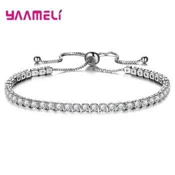 

Luxury Adjustable 925 Sterling Silver Colorful Crystal Cubic Zirconia Tennis Bracelets For Women Wedding Jewelry Srebrne/Gold
