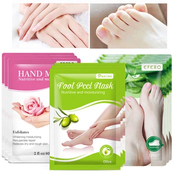 

2pair Exfoliating Foot Mask Nurishing Remove Dead Skin Foot Mask Peeling Feet Masks 1pair Rose Whitening Hand Mask Spa Gloves