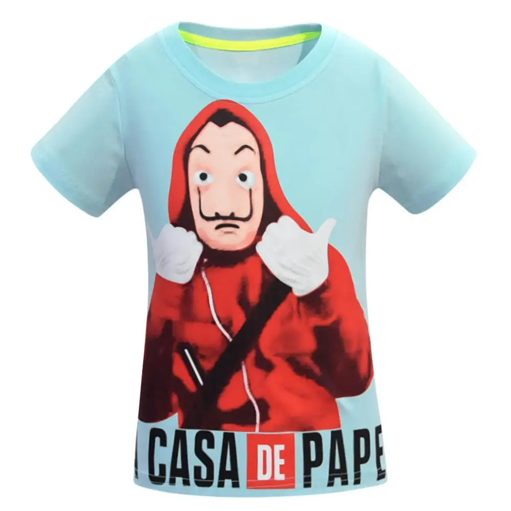La Casa De Papel/детская футболка Летняя футболка для маленьких мальчиков и девочек, топы с рисунком денег, Детская футболка одежда из бумаги «House of paper» Enfant Happy