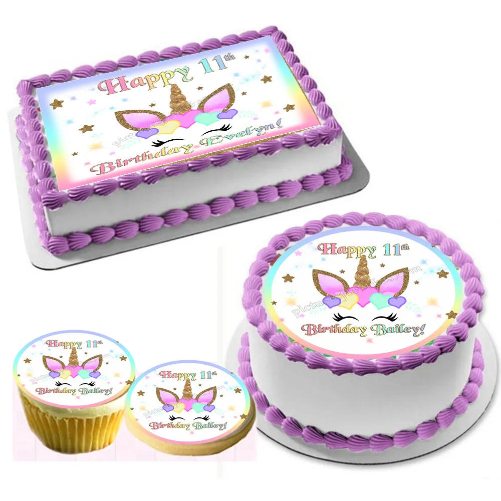 Decoration De Gateau En Forme De Licorne Comestible Decoration De Gateau En Papier Fourniture De Fete D Anniversaire Pour Filles Outils De Cuisson De Cuisine Aliexpress