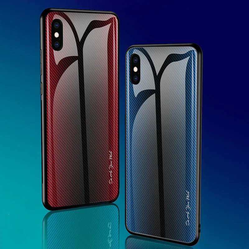 Градиентное стекло ТПУ задняя крышка для iPhone 7 8 Plus + X XS Max XR Мобильный защитный