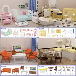 Ensemble d'accessoires de meubles miniatures pour maison de poupée, jouets faits à la main pour enfants, salon, chambre à coucher, salle de bain, cuisine, 1/12 