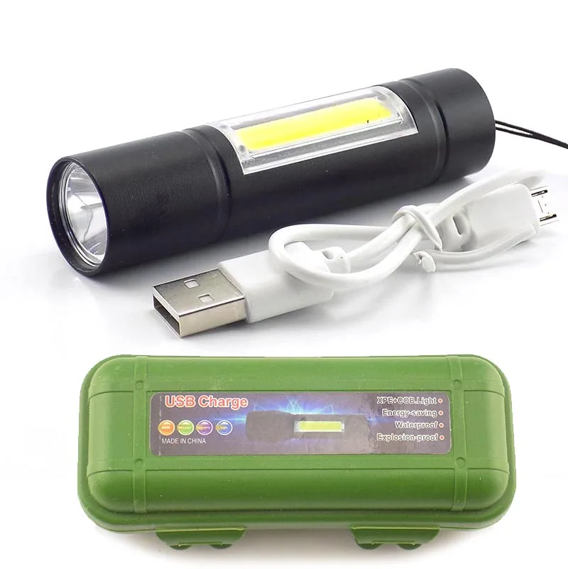 Высокомощный светодиодный мини фонарик COB Q5 с 2 светодиодами перезаряжаемой USB