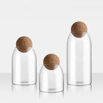 

Japanese Borosilicate Transparent Lead-Free Glass Sealed Can Storage Tank Grains Storage Jar Creative Cork Tea Containers