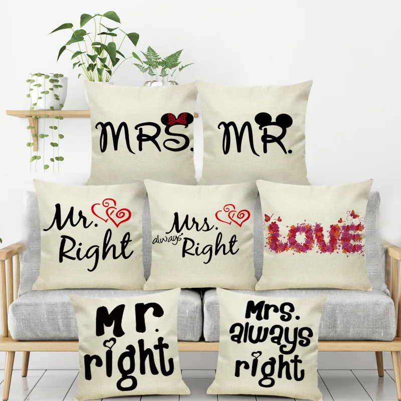 New Mr Mrs Right Wedding Cushion Covers Valentine S Day Lovers
