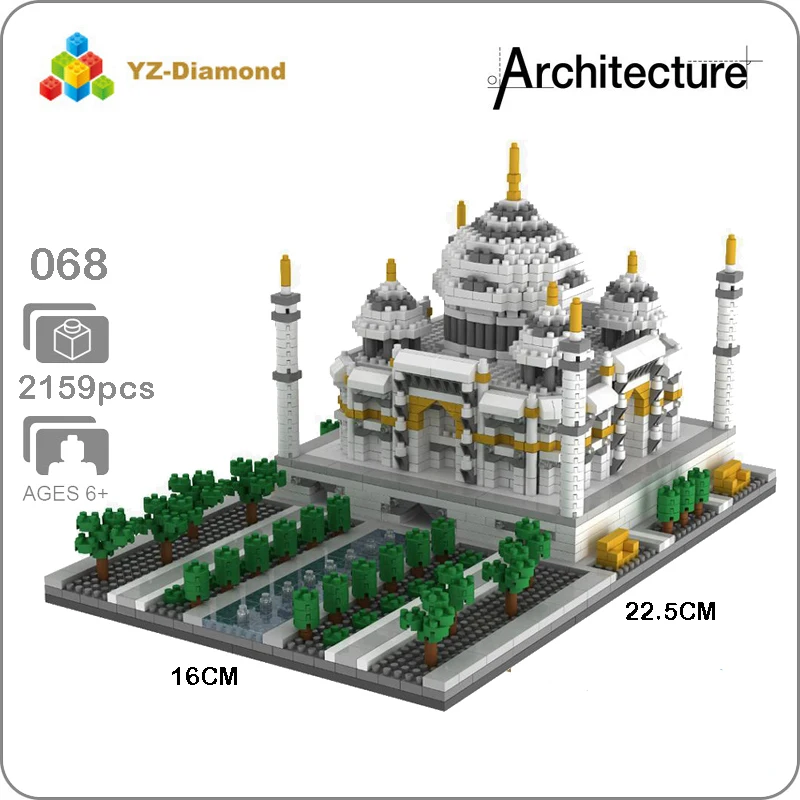 

YZ 068 World Famous Architecture Taj Mahal Palace DIY 3D Model Mini Building Diamond Small Blocks Bricks Toy for Children no Box