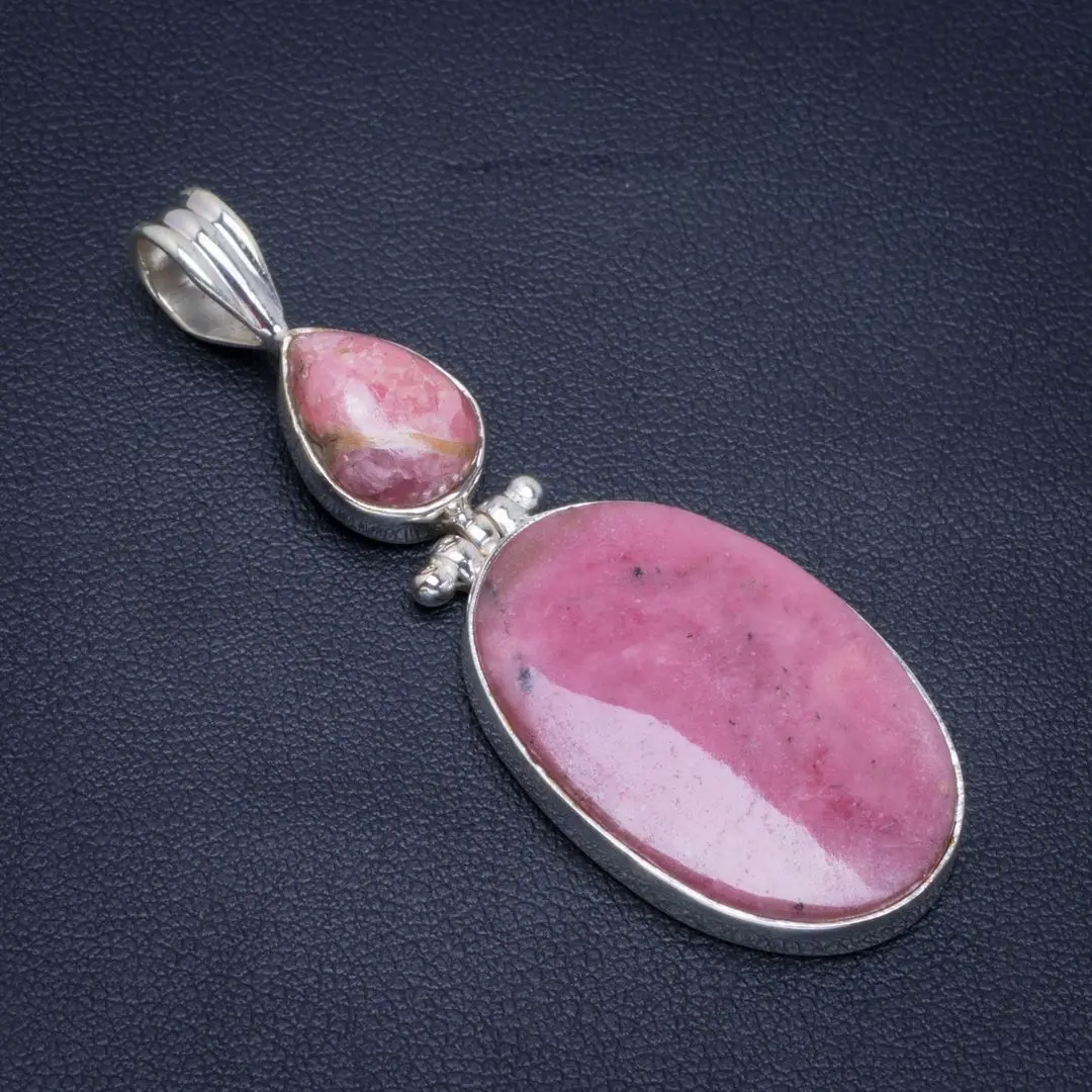 

Natural Rhodonite and Rhodochrosite Handmade Unique 925 Sterling Silver Pendant 2.25" B3262