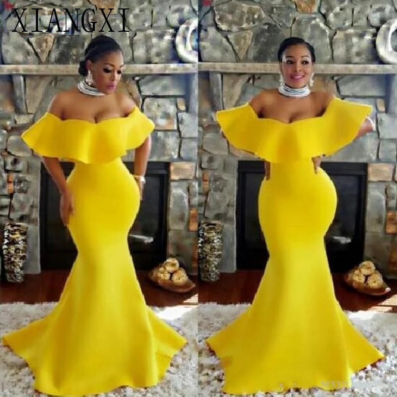 African Evening Dresses Yellow robe de ...