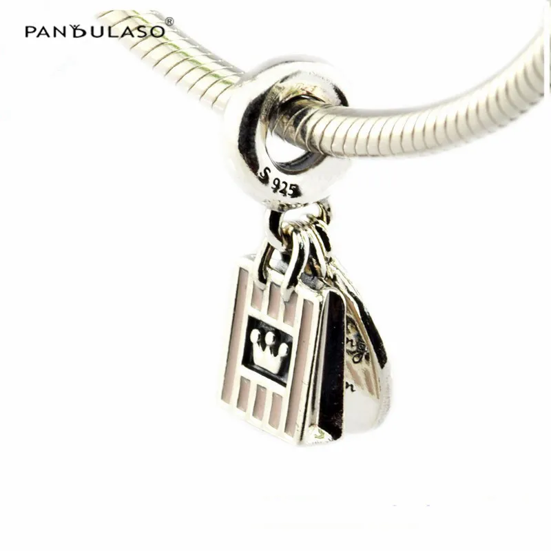 Shopping Queen Soft Pink Enamel Sterling Silver Jewelry For Beaded Chain Bracelets& Bangles Woman DIY Beads For Jewelry Making