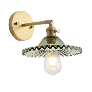 

Nordic brass bedside wall lamp bathroom mirror front lamp modern copper glass cover loft aisle balcony indoor wall sconce light