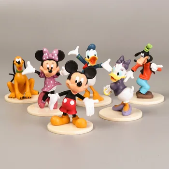 

6pcs/set Mickey Mouse Cartoon Dolls for Cake Decorating Minnie Donald Duck Birthday Party Supplies Kids Gift For Children