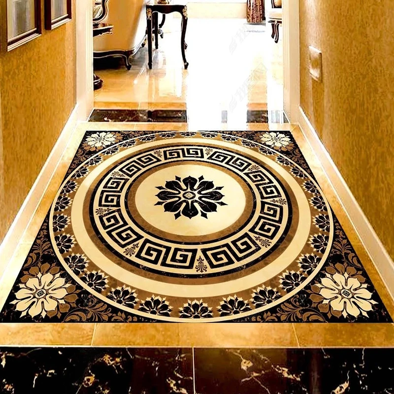 Custom Self Adhesive Waterptoof Floor Wallpaper 3d Marble Geometric Mural 3d Flooring Tiles Sticker Pvc Living Room Hotel Murals Wallpapers Aliexpress