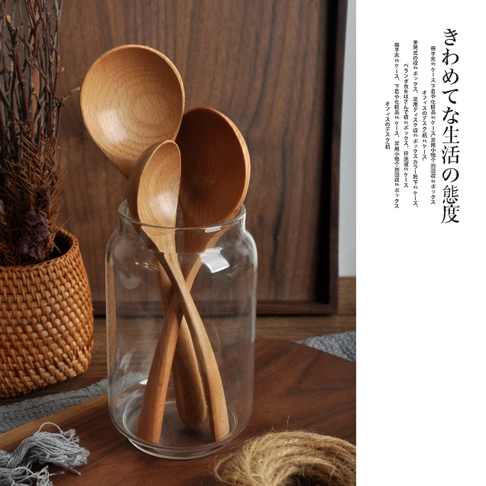 Wooden Spoon Rice Scoop Coffee Stirring Mixing Soup Spoons Natural Cooking Utensils Handmade Home Tableware Cutlery for Kicthen wooden spoon wooden cooking spoon