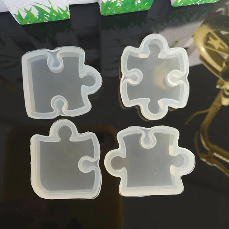 Silicone mold 4pcs/1pc/set Puzzle Piece Gemstone Crystal Epoxy Resin Mold DIY Jewelry Pendant Making Tools Epoxy Clear Silicone Mould