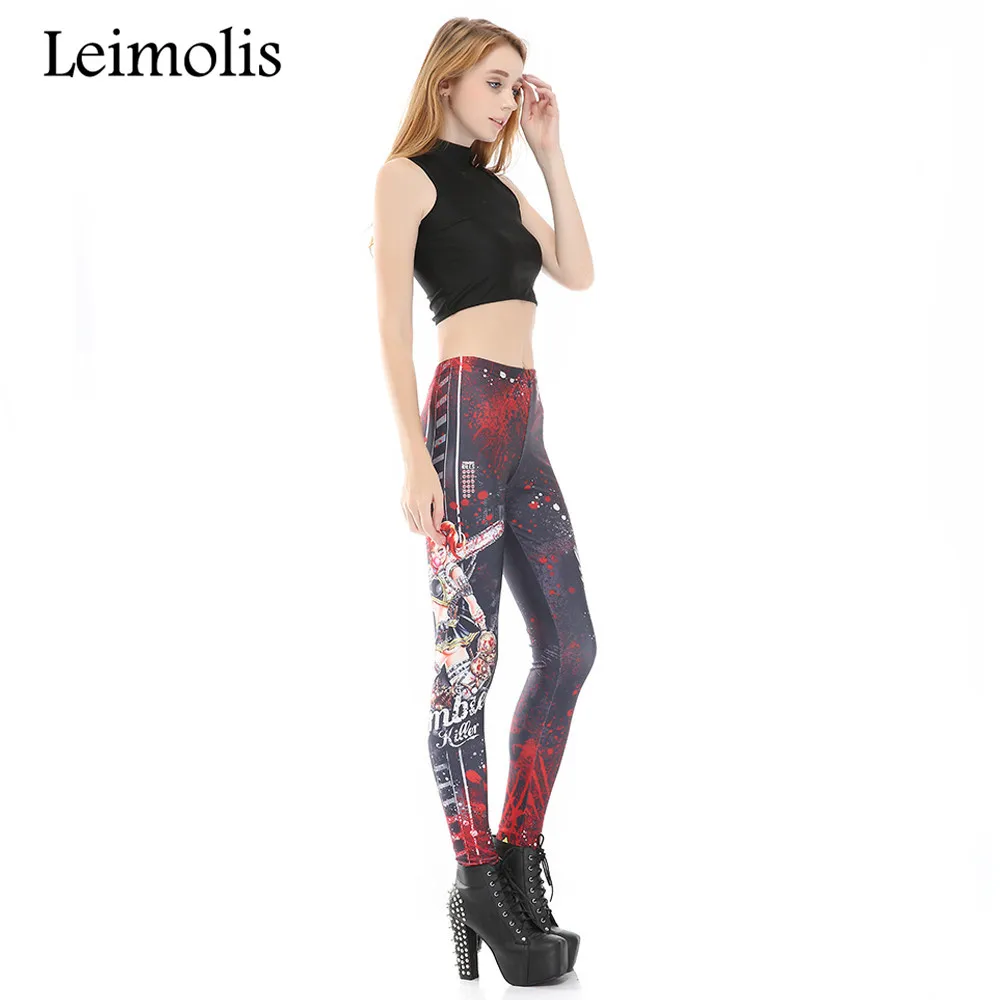 Leimolis new 3D print Zombie Killer Harajuku punk High Waist workout push up spandex plus size fitness leggings women pants
