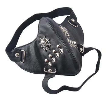 

Punk Skull Rivet Mask For Men Women Cool Skull Half Face Party Cosplay PU Leather Masks Halloween Props
