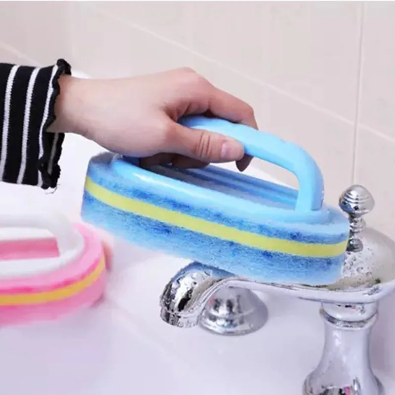 

Household Cleaning Brush Sponges With Plastic Handle For Kitchen Home Bathroom Toilet Glass Wall Bath Bottom Clean Brush Pads