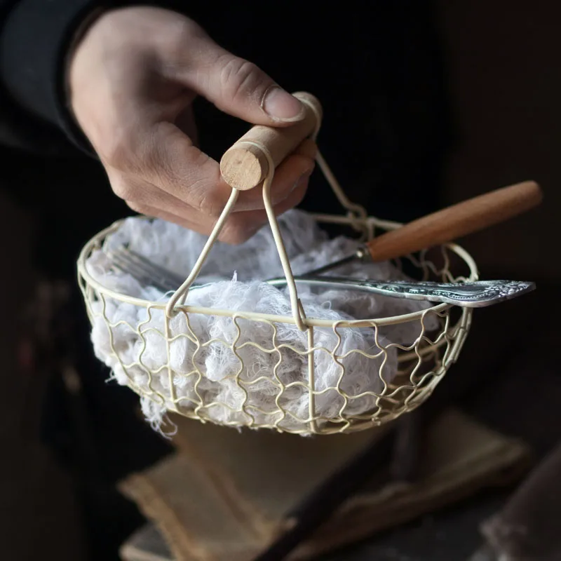 KINGLANG, винтажная корзина для хранения из старого кованого железа, кухонная корзина для фруктов, хлеба, корзина для хранения, настольная коробка для хранения