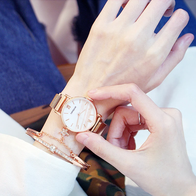 

Small awake simple ladies watch net with magnetic buckle luxury ladies watch hour casual quartz watch 2019 hot sale watch