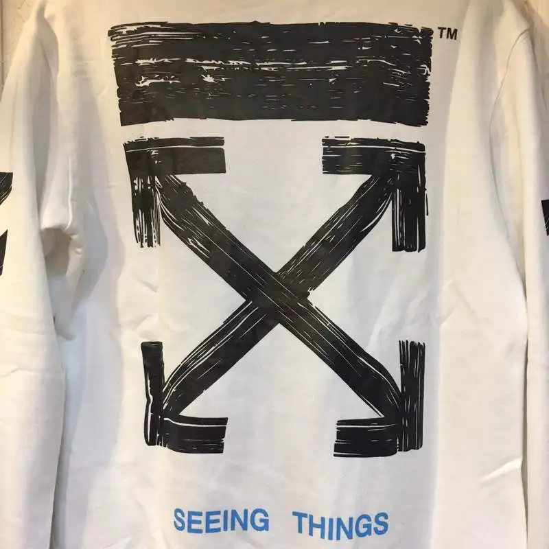 OFF-WHITE Высокая версия стрела религиозный Классический круглый вырез тонкий раздел хлопок Толстовка