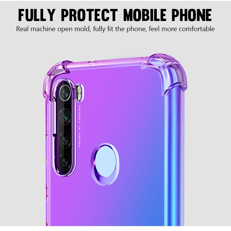 Gradient Armor Silicone Case For Xiaomi Redmi Note 8 Pro Case Transparent Soft TPU Shockproof Bumper Cover For Redmi Note 8 Case