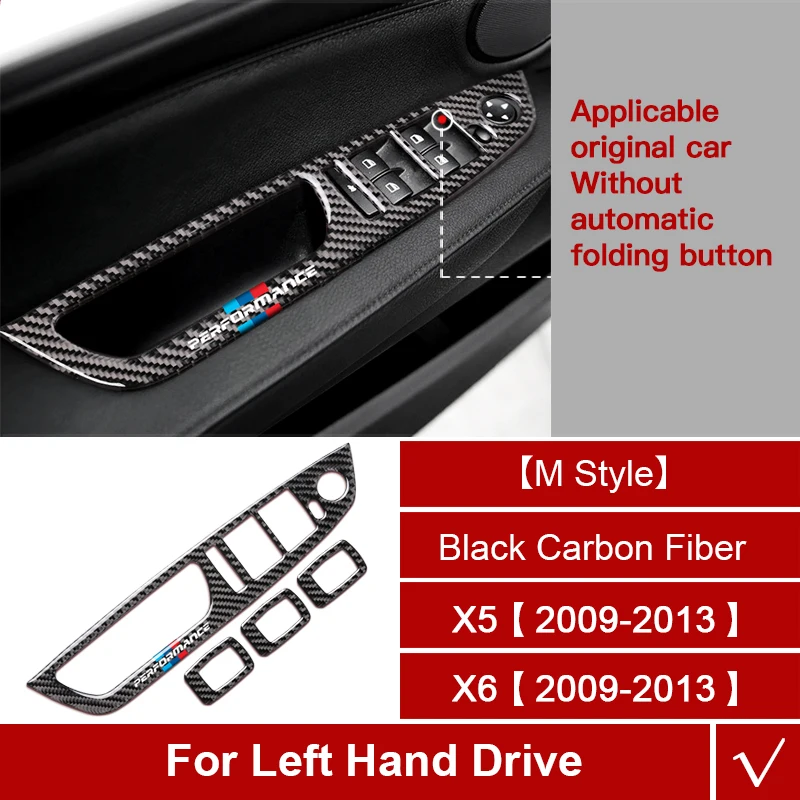 TPIC внутренняя форма M производительность окна управления Переключатель рамка Крышка отделка наклейки для автомобиля BMW X5 X6 E70 E71 2009-2013 - Название цвета: M style Black LHD