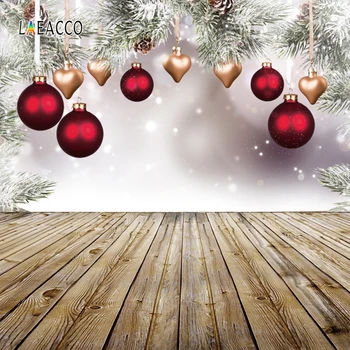 

Laeacco Christmas Ball Pine Branch Light Bokeh Wooden Floor Baby Photography Backgrounds Photographic Backdrop For Photo Studio