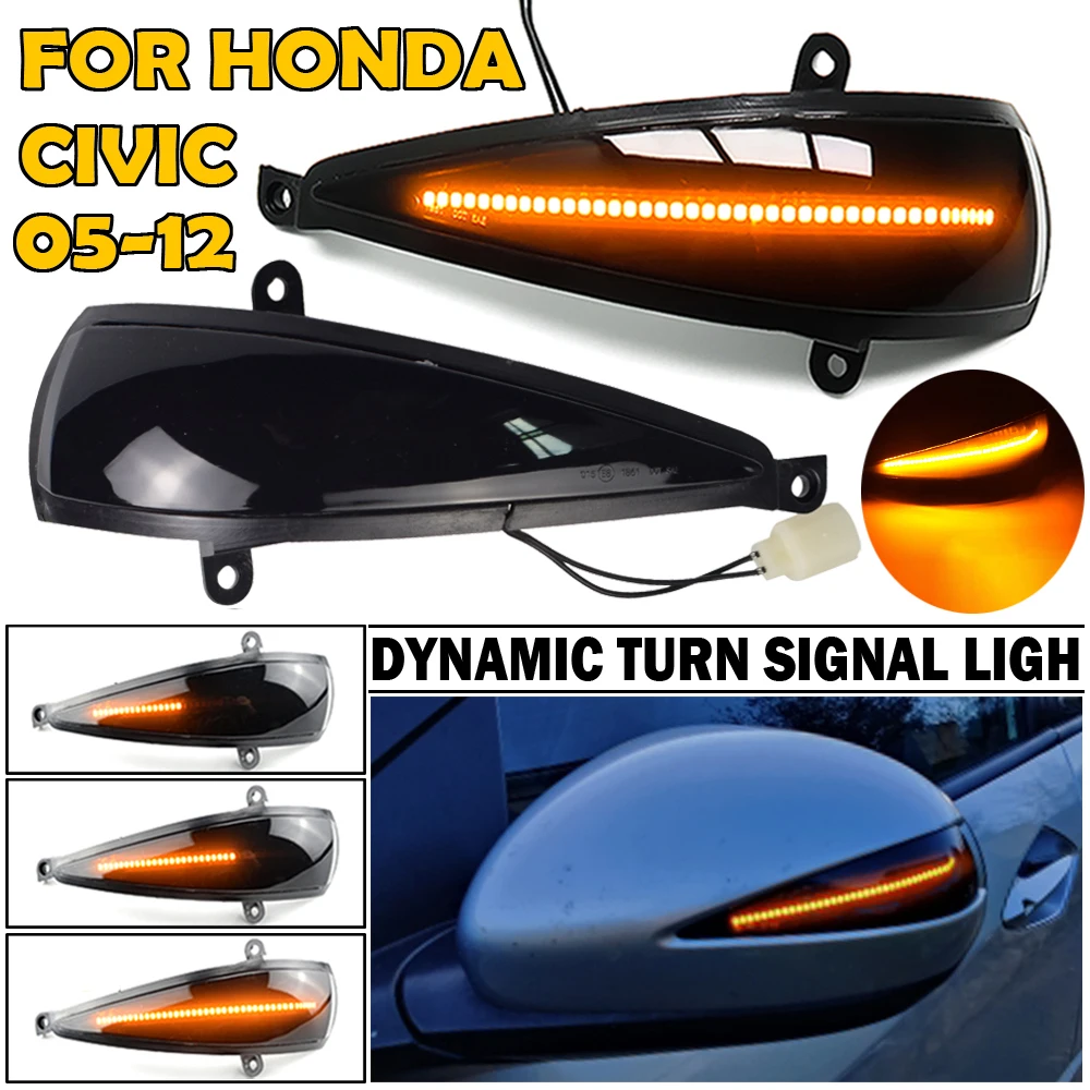 RZG 2 Indicatori Di Direzione Laterali A LED Fumé Per Honda Civic MK8 2005-2011 (Ambra)