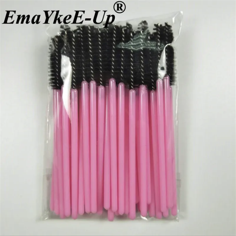 Pink Black 50 шт Женские Модные кисти для ресниц, одноразовые кисти для макияжа, Хрустальные кисти для бровей/ресниц/туши для ресниц, кисти для ресниц - Цвет: Pink Black