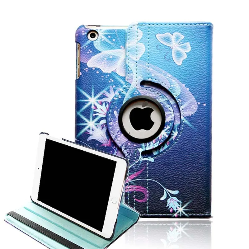 Blue Flame Flower KK& LL для iPad 2/3/4, многоцветные, умный чехол для планшета вращающийся 360 ° с автоматическим включением и отключением экрана Флип кожаный чехол - Цвет: Blue Flame Flower