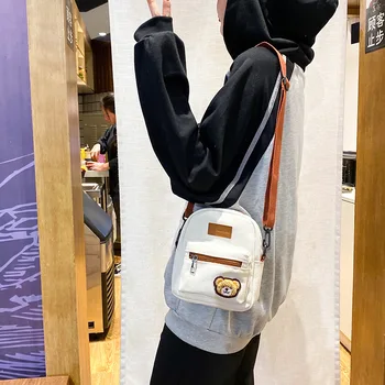 

Women Canvas Cute Animals Print Messenger bag Mini Casual shoulder bag girl student mobile phone canvas bag Purses Crossbody Bag