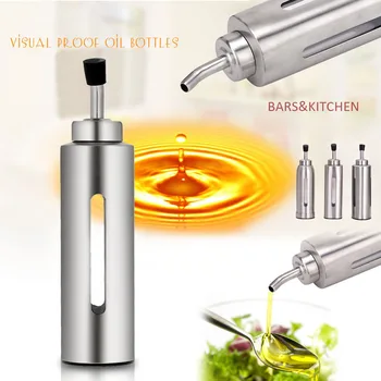 

200ml Stainless Steel Visual Leak-proof Soy Sauce Vinegar Cruet Pot Oil Can Spray Bottle Spice Pot Kitchen Cruet Dressing Olive
