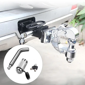 

Heavy Duty 5/8" Trailer Hitch Pin Lock Plum Blossom Lock Core 2 Keys & Rubber Cap for Class III, IV, V Hitch Receiver