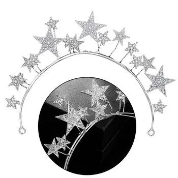 

Fashion Star Rhinestone Crown Tiara Headband Headdress Bridal Wedding Hair Styling Jewelry Decor Accessory Gift For Female
