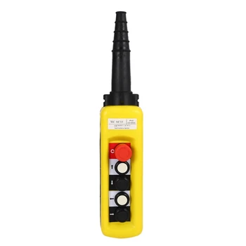

XAC-A4713 Electric Hoist Lifting Button Control Switch, 4 Button Single Speed with Emergency Stop