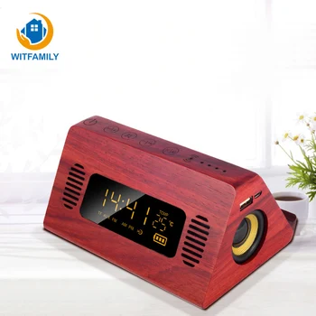 

Digital Alarm Clock FM Radio Bluetooth Speaker Phone Charging Voice Broadcast Temperature Touch Screen Retro Snooze Clocks
