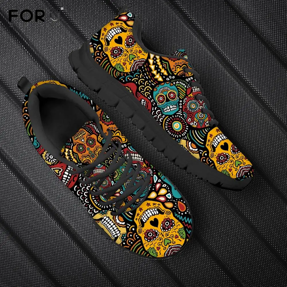 Forudesigns Classic Sugar Skull Printed Men Flats Sneakers Brand Design Spring/autumn Up Shoes Breathable Male Walking Shoe - Casual Sneakers - AliExpress
