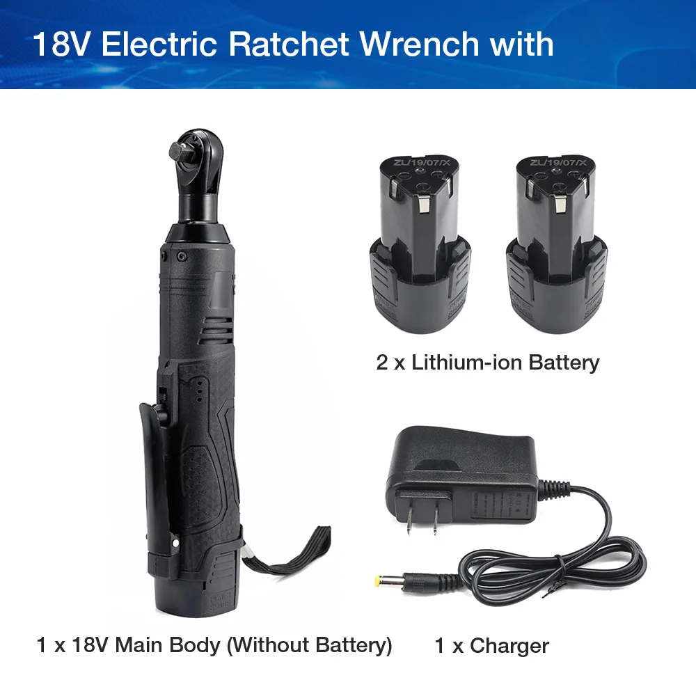 18V 3/8'' 12V 18V 28V 2 Lithium-Ion Battery Electric Ratchet Wrench Rechargeable Electric Cordless Right Angle Wrench For Car - Цвет: 18V