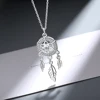 100% 925 Sterling Silver Dreamcatcher feather Charm Necklace Pendant Silver Dream Catcher Pendant Statement Choker Necklace ► Photo 3/6