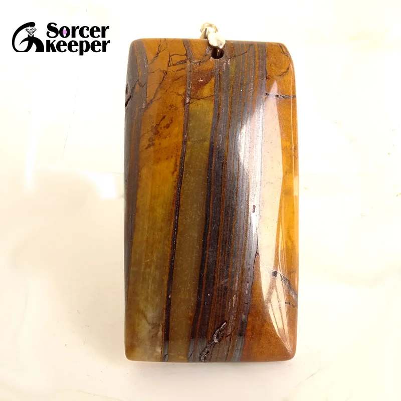 

Ожерелье с подвеской Collares KS050, натуральный закат, яшма, драгоценный камень, кожаная цепочка и кулон для мужчин и женщин