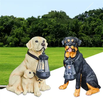 

Garden Decoration Outdoor Garden Statue Outdoor Solar Light Simulation Animal Resin Puppy Dog Home Decor A1659