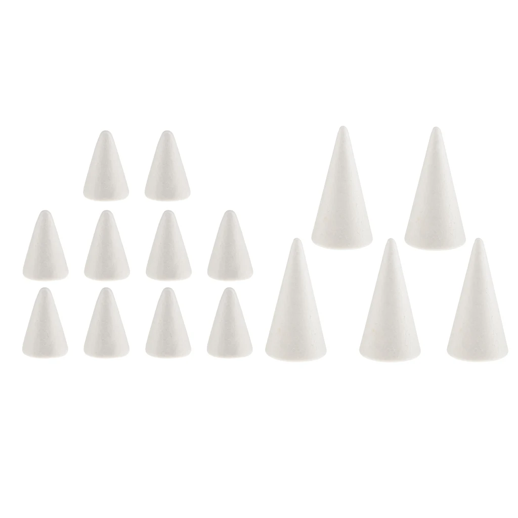 15 Pieces Cone Shaped Styrofoam Foam Ornaments for DIY Modelling Crafts 7/10cm