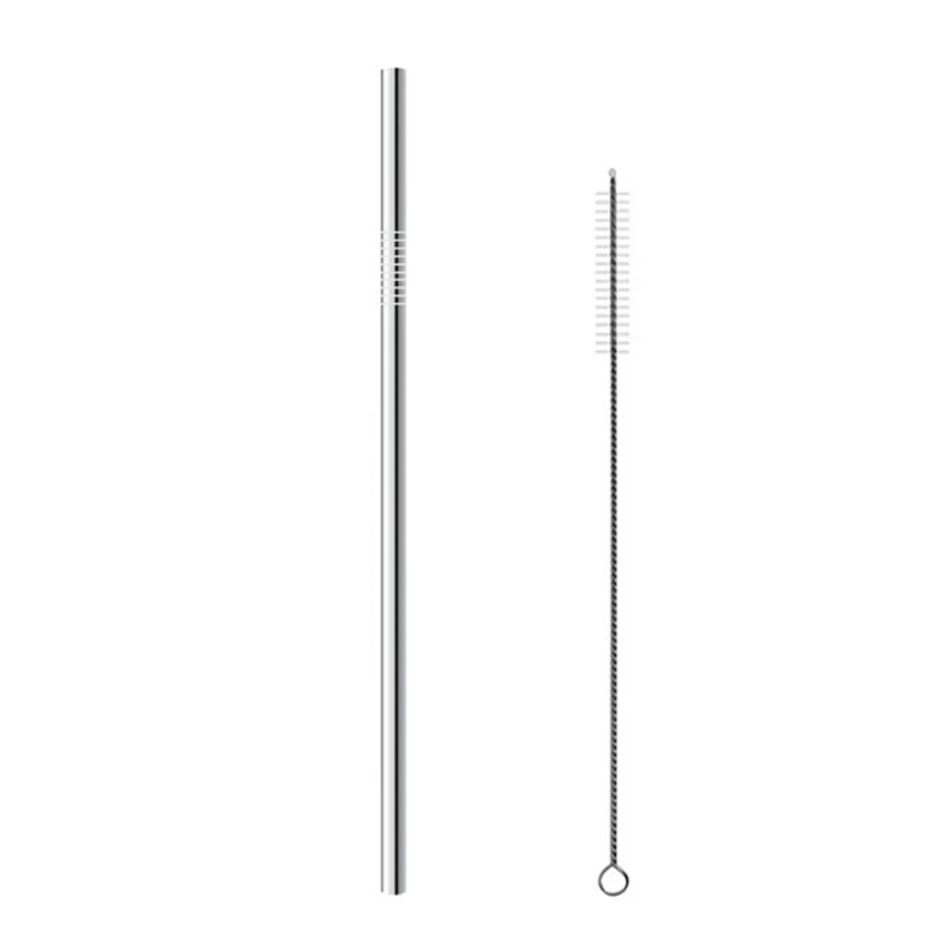 4PCS Resuable Stainless Steel Drinking Straws Home Kitchen Bar Beer Water Juice Drinkware Straws with Cleaning Brush Set - Цвет: 2PCS Silver A