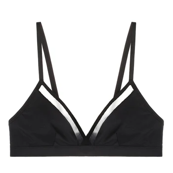 

X 2020 French Underwireless Underwear European And American Sexy Hollow Out Lady Simple Triangle Cup Bra Soft Cup esh Lingerie